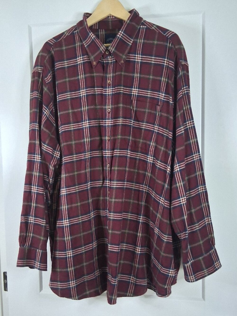 Brooks Brothers 3XL Burgundy Plaid Cotton Flannel Button Down Shirt 1818